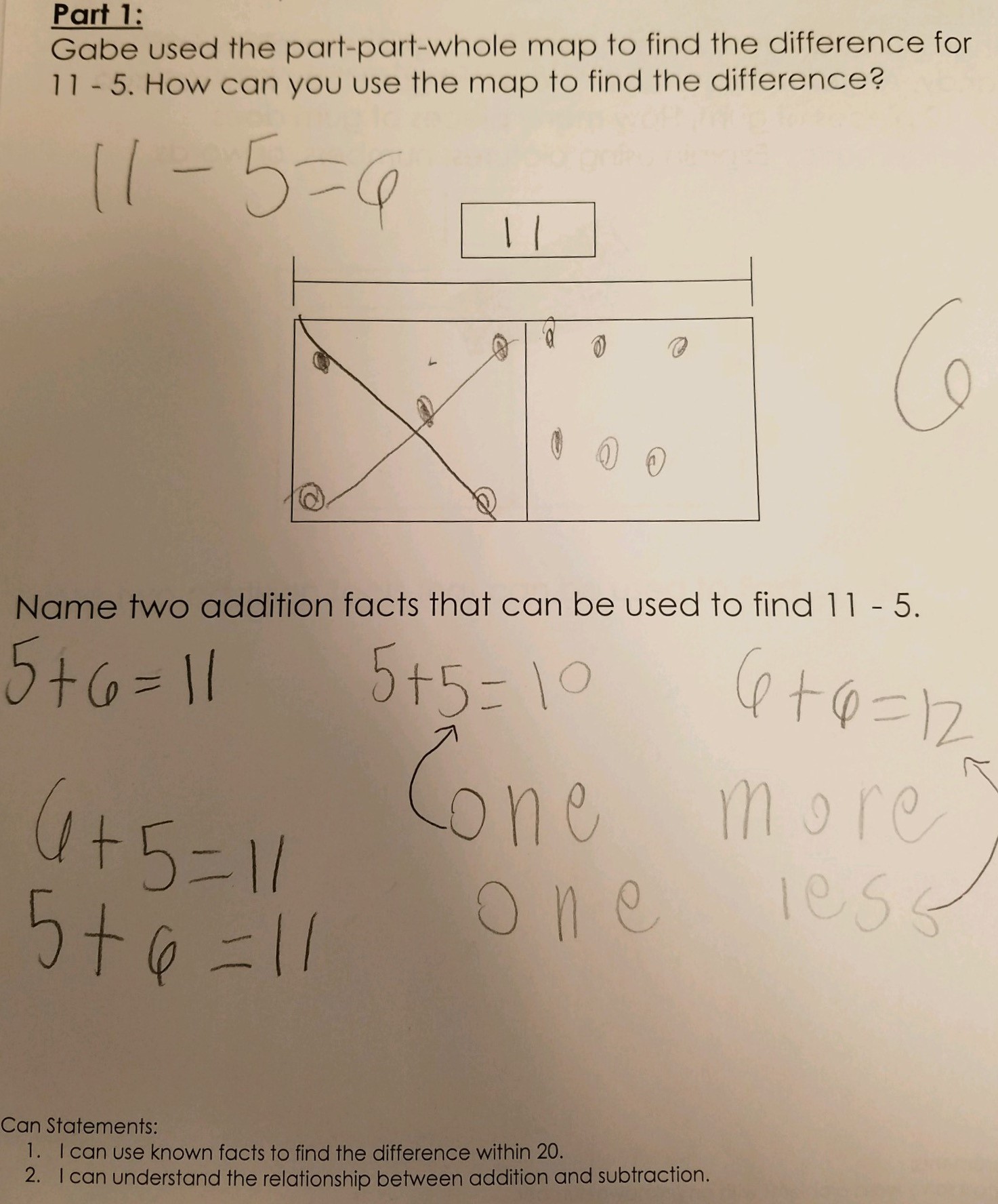 First grade math example